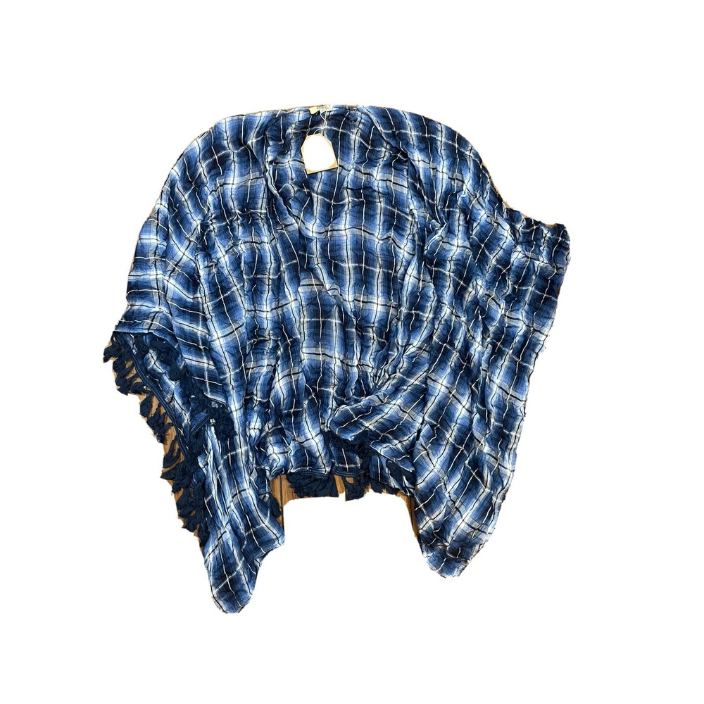 Kori America Blue Plaid Kimono M